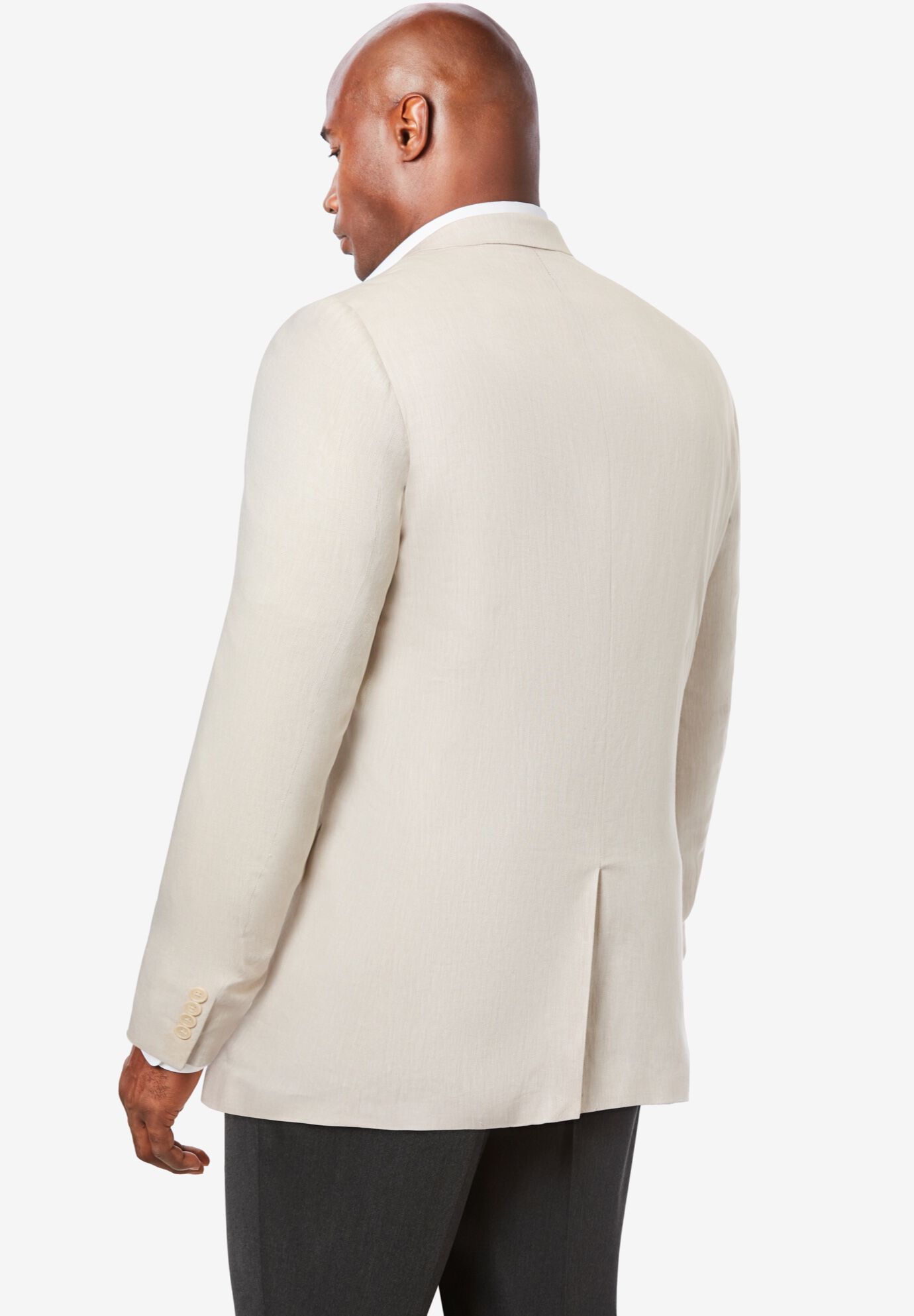 Linen Blend Two-Button Suit Jacket for Summer, Natural | King Size