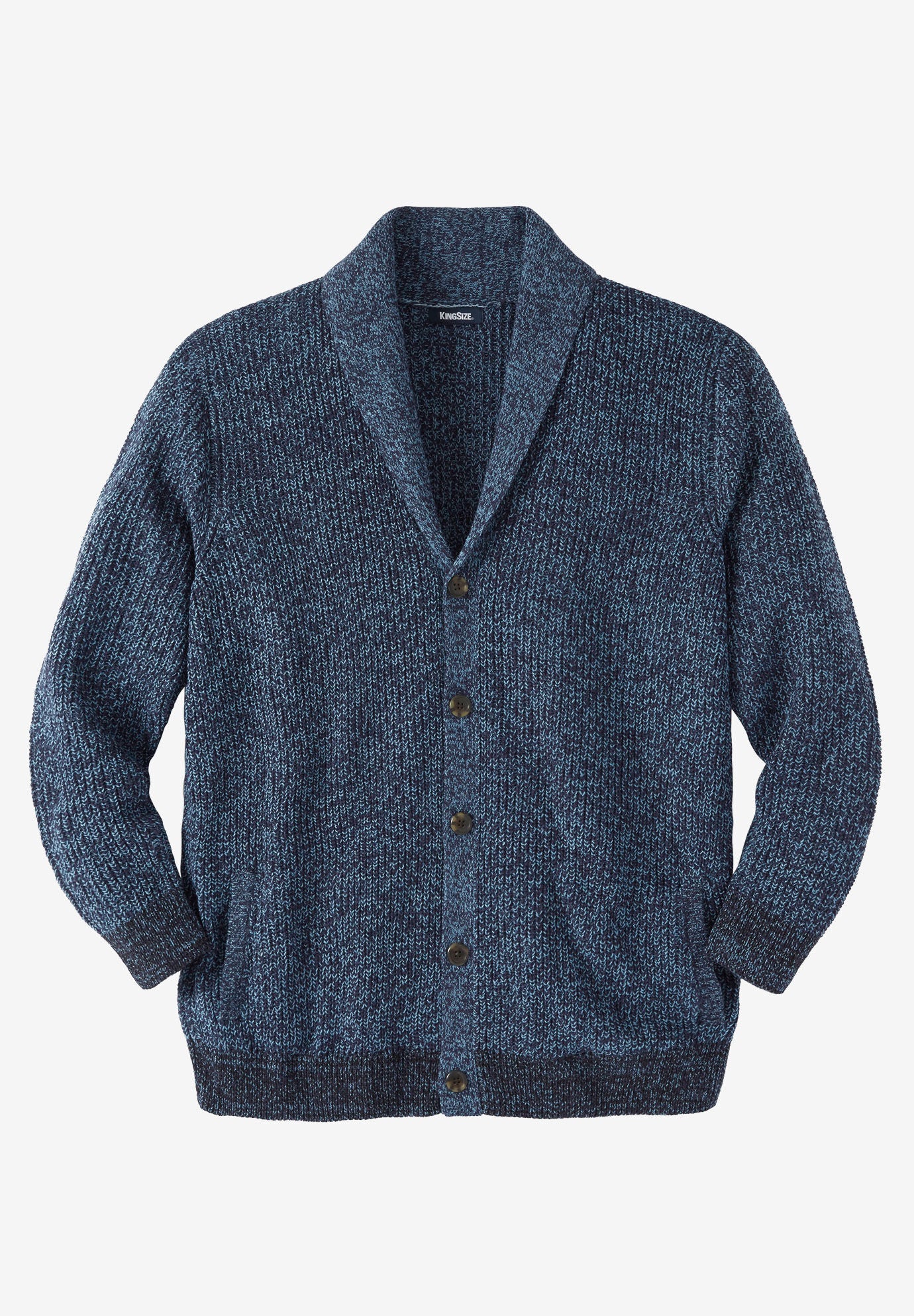 Shaker Knit Shawl Collar Cardigan Sweater King Size