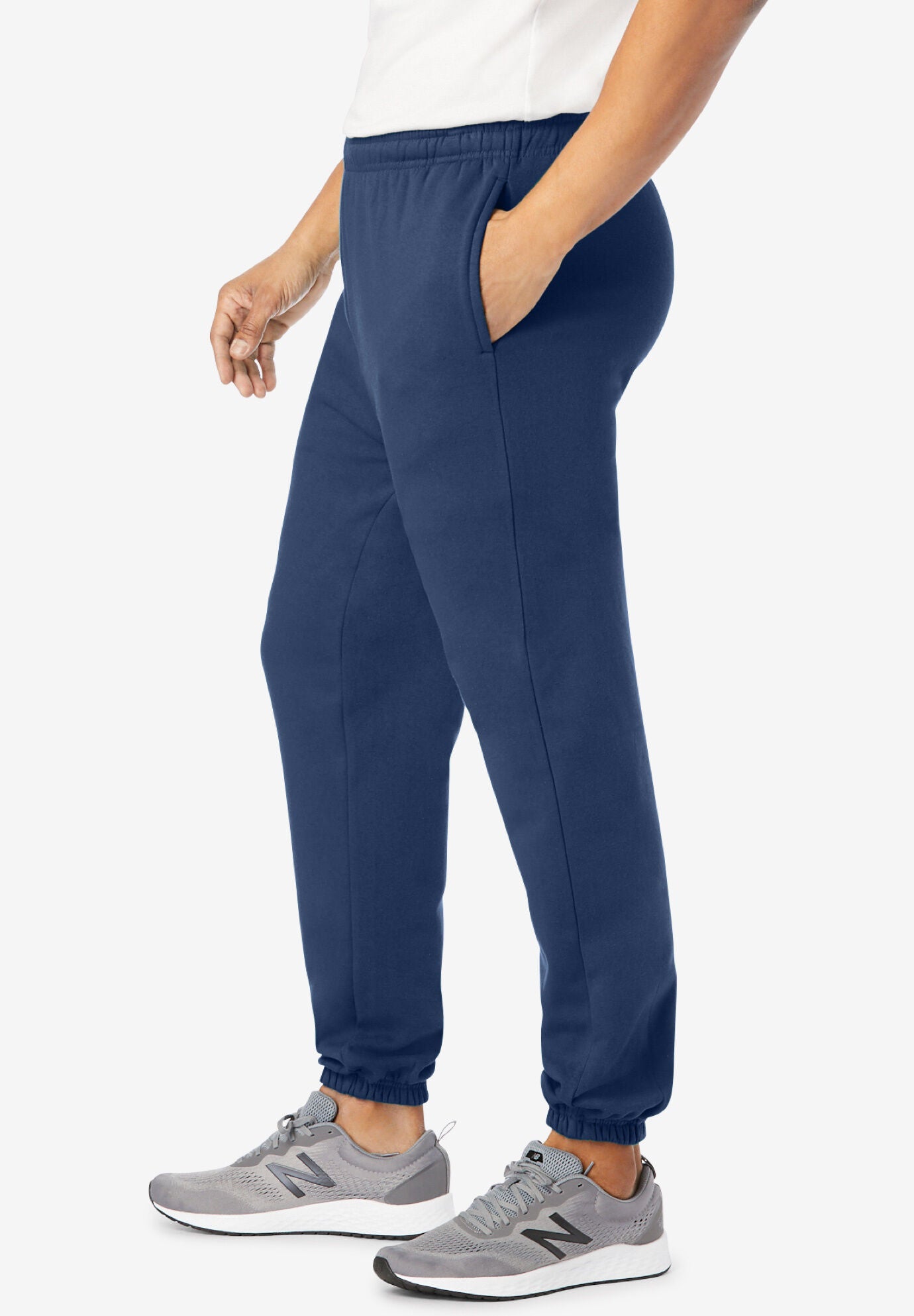Men s Big Tall Fleece Elastic Cuff Sweatpants by KingSize in Navy Size 5XL