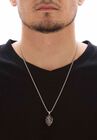 Square-Cut Red Cubic Zirconia Tribal Lion Pendant Necklace In Antiqued Stainless Steel 24" Chain, , alternate image number null