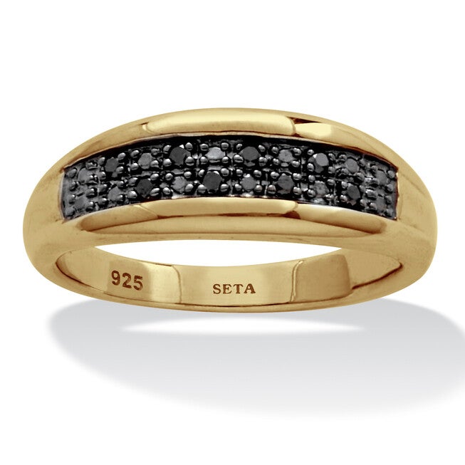 Men's .12 TCW Gold Over Sterling Silver Black Diamond Ring, BLACK, hi-res image number null