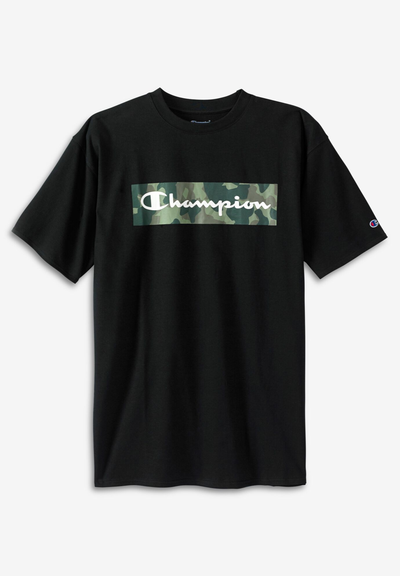 Camo Screenprint T Shirt by Champion Black King Size