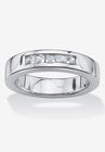 Platinum Over Sterling Silver Cubic Zirconia Wedding Ring, WHITE, hi-res image number null