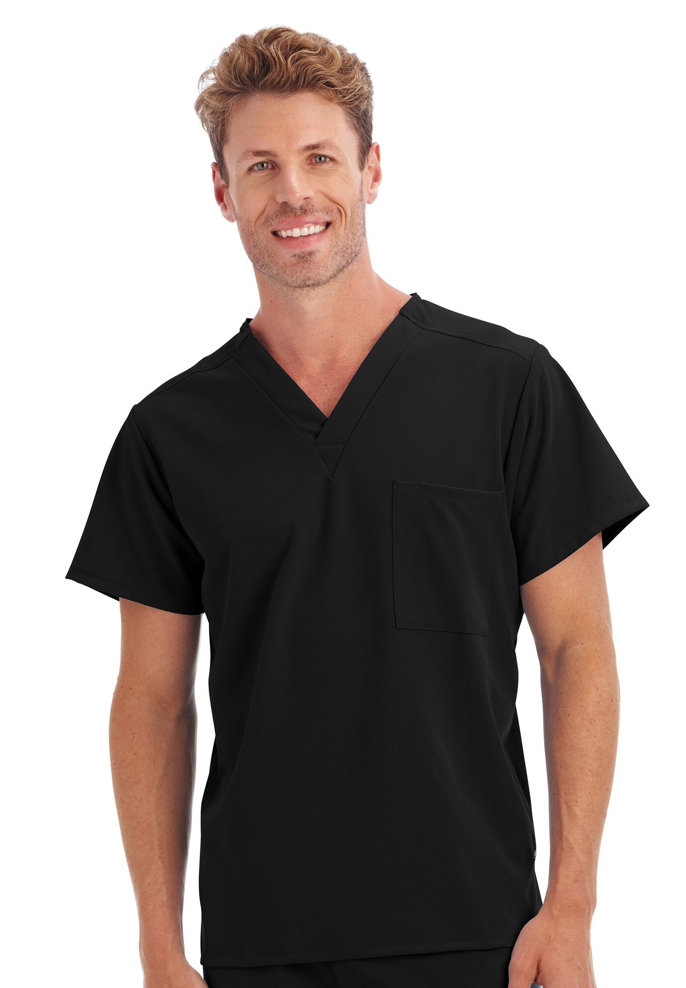 One Pocket Unisex Scrub Top, BLACK, hi-res image number 0