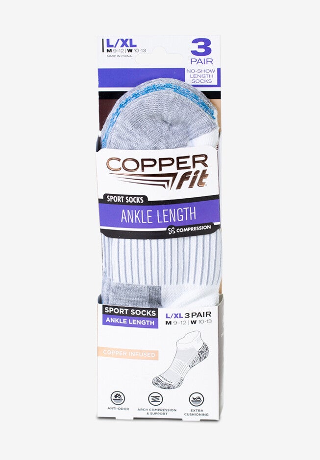 3PK Copper Infused Ankle Sock, , alternate image number 2