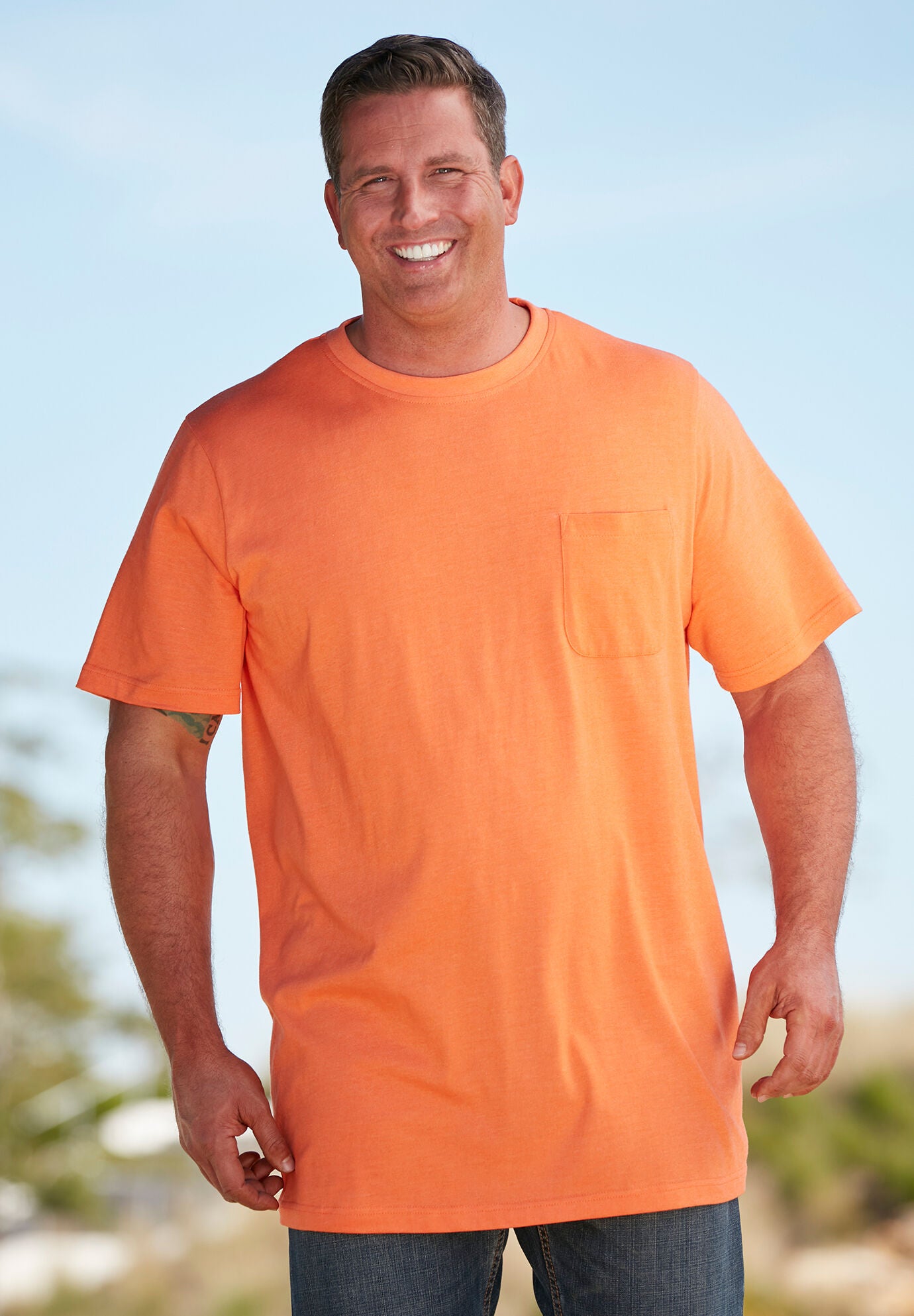Lightweight Crewneck Pocket T-Shirt Shrink-Less™, Black