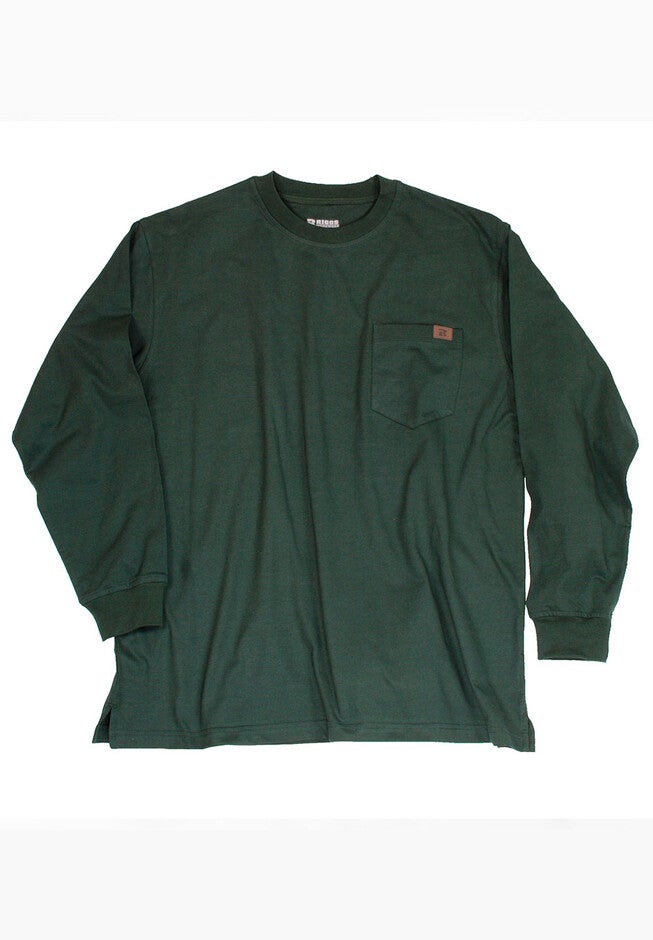 Long-Sleeve Cotton Tee with Pocket, , alternate image number 1