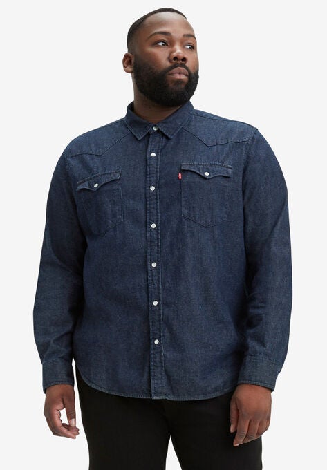 Long-Sleeve Denim Western Shirt | King Size