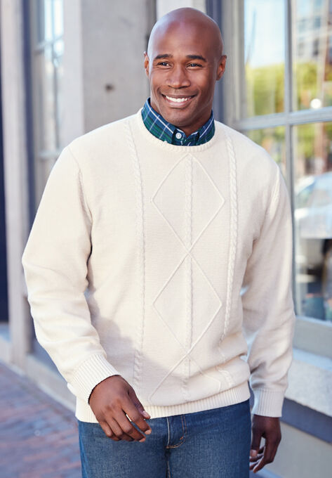 Liberty Blues™ Crewneck Cable Knit Sweater, , alternate image number null