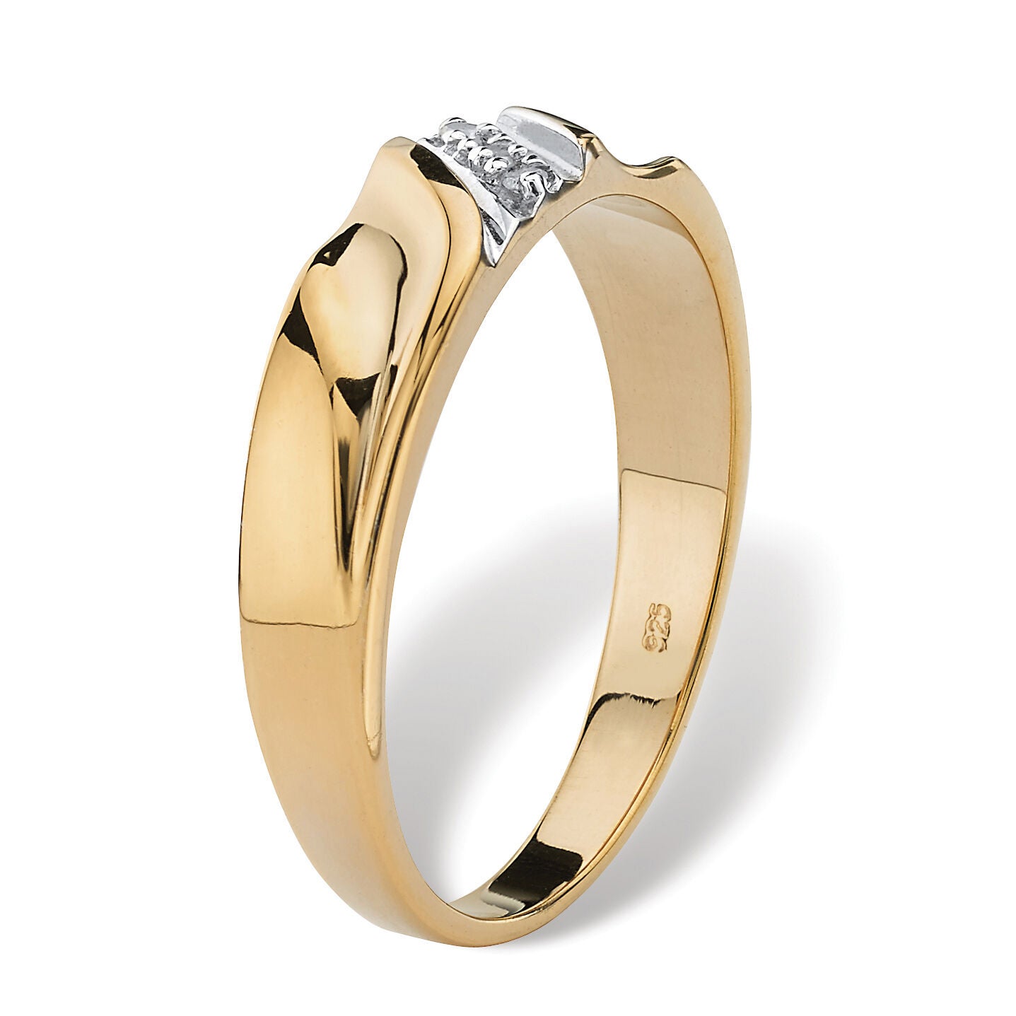 Men's Diamond Accented Wedding Ring in Gold-Plated Sterling Silver, WHITE, on-hover image number 1