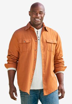 Solid Double-Brushed Flannel Shirt, , on-hover