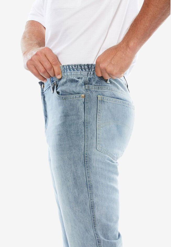 Liberty Blues® Straight-Fit Side Elastic 5-Pocket Jeans, , alternate image number 2