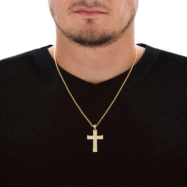 .65 Cttw.Gold-Plated Round Cubic Zirconia Cross Pendant Necklace 20 inches, WHITE, alternate image number null