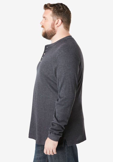 Waffle-Knit Thermal Henley Tee, , alternate image number null