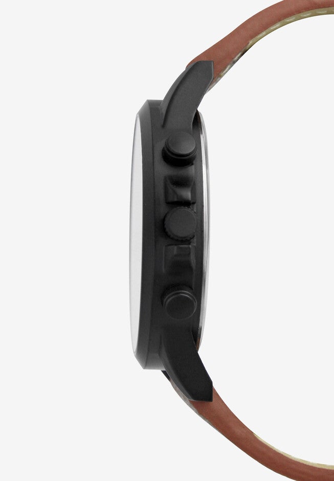 Multi-Dial Watch with Faux Leather Band, , alternate image number null