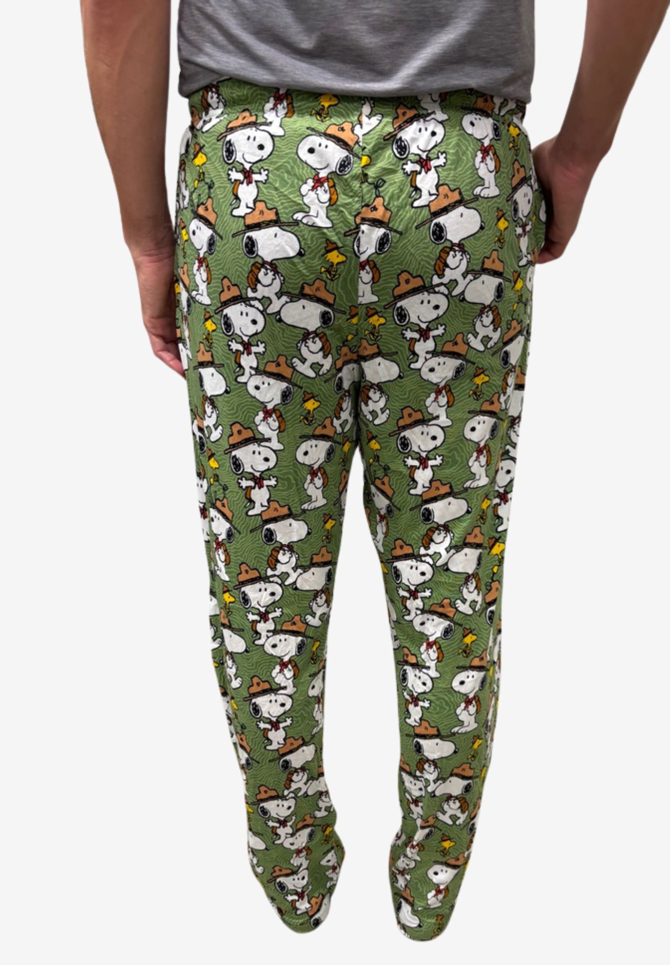 Peanuts Snoopy Pajama Pants Beagle Scout Camping Lounge Wear Sleepwear, GREEN, on-hover image number 1
