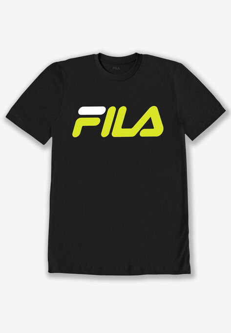 FILA® Short-Sleeve Logo Tee, BLACK LIME, hi-res image number null