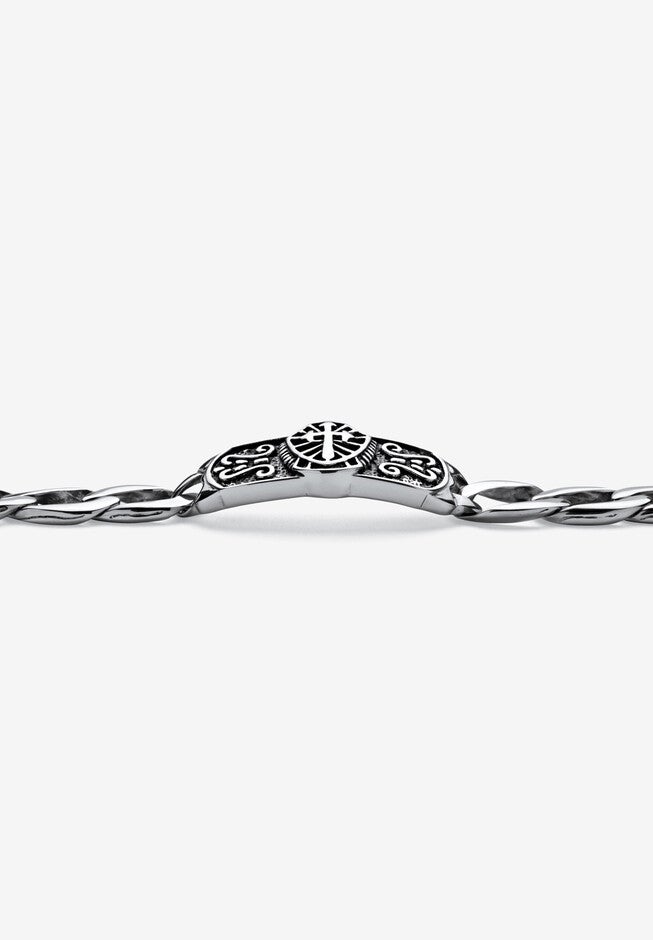 Men's Stainless Steel Antiqued Curb Link Bracelet (14mm), 10 inches, , on-hover image number 1
