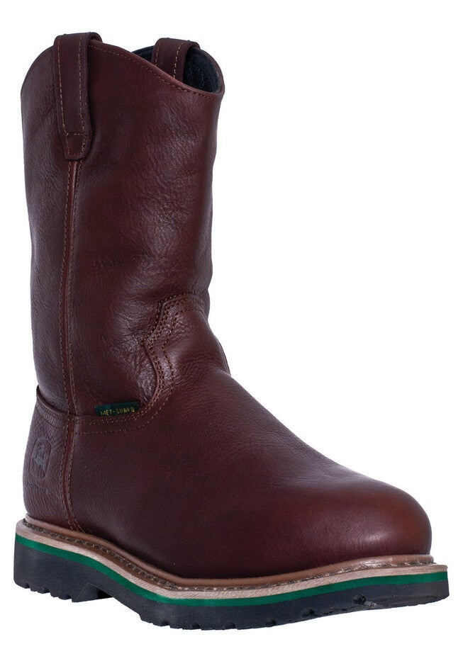 John Deere 11 inches Steel Toe Pull-On Boot , DARK BROWN, hi-res image number 0