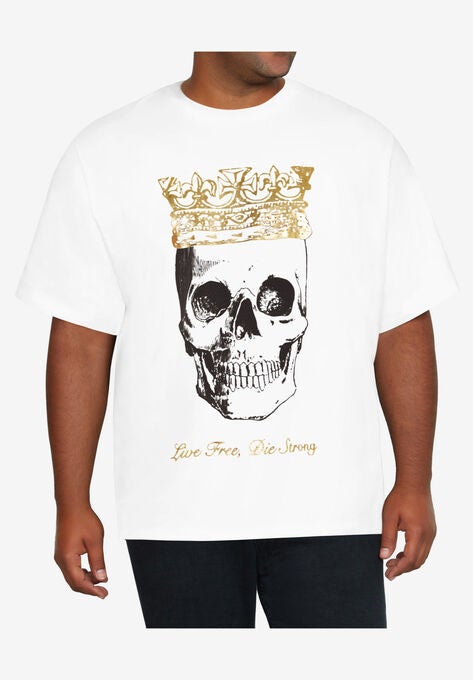 MVP Collections® Skull Graphic T-Shirt, CRYSTAL WHITE, hi-res image number null