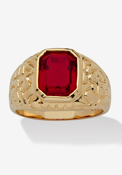 Yellow Gold Plated Simulated Red Ruby Nugget Style Ring, GOLD, hi-res image number null