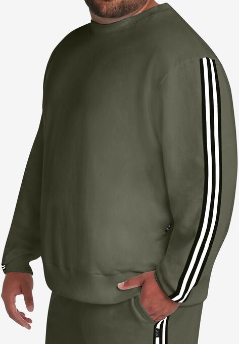 MVP French Terry Striped Sleeve Sweatshirt, OLIVE, hi-res image number null