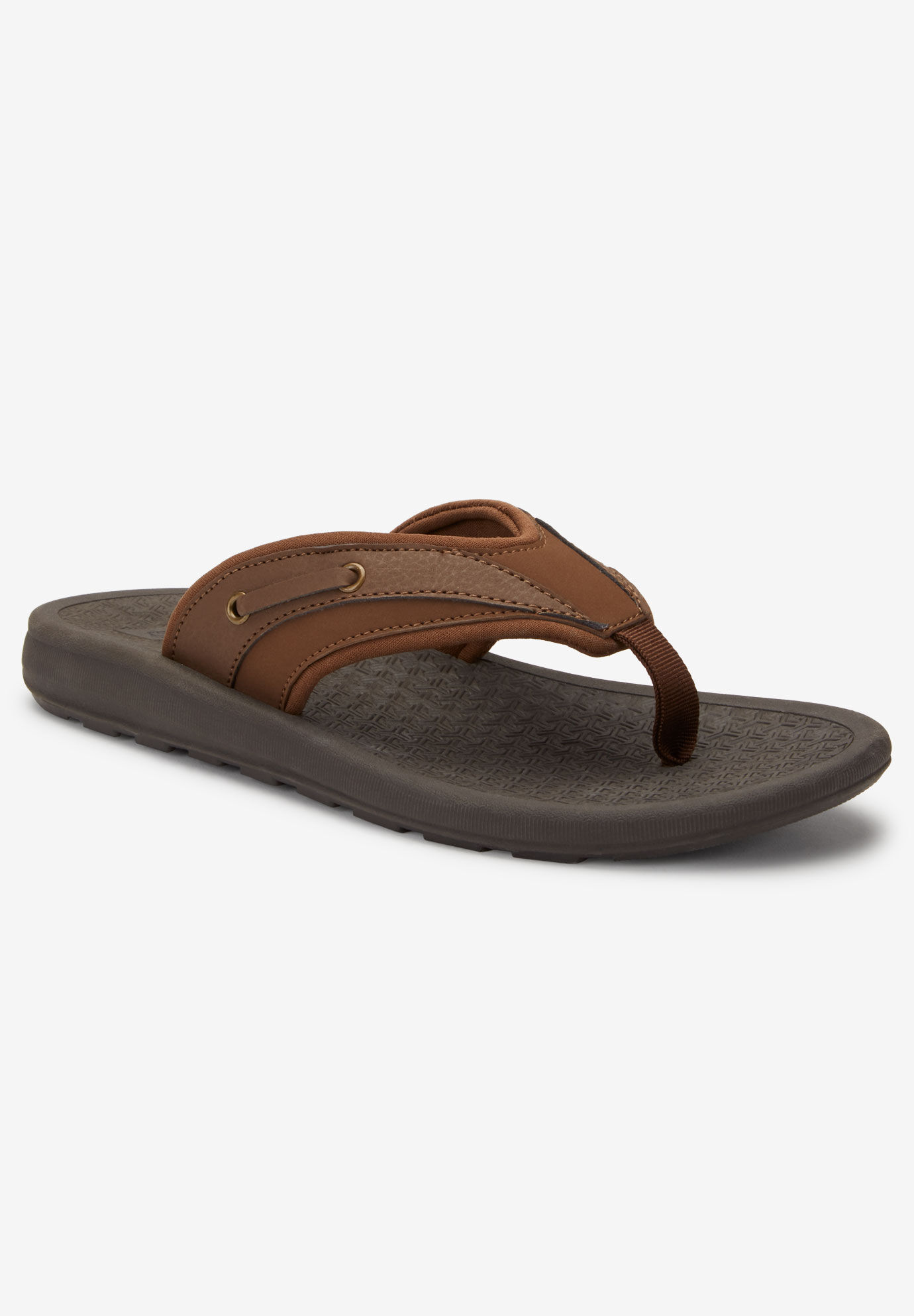Mens Leather Sandals Walking Memory Foam Wide Fit Flip Flop Summer Sandals Shoes