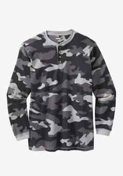 Waffle-Knit Thermal Henley Tee, 