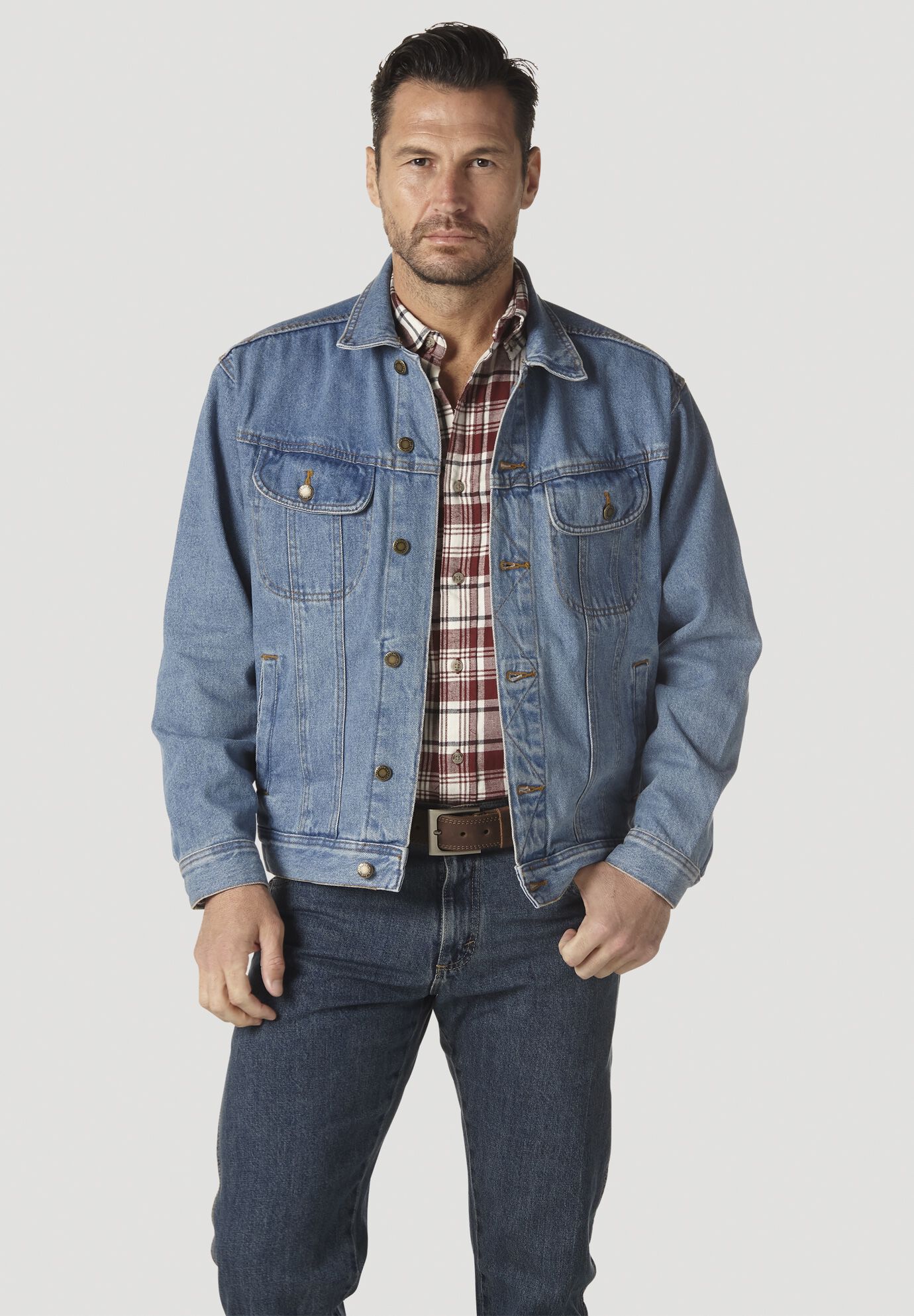 Rugged Wrangler Denim Jacket - 100% Cotton, Vintage Indigo | King Size