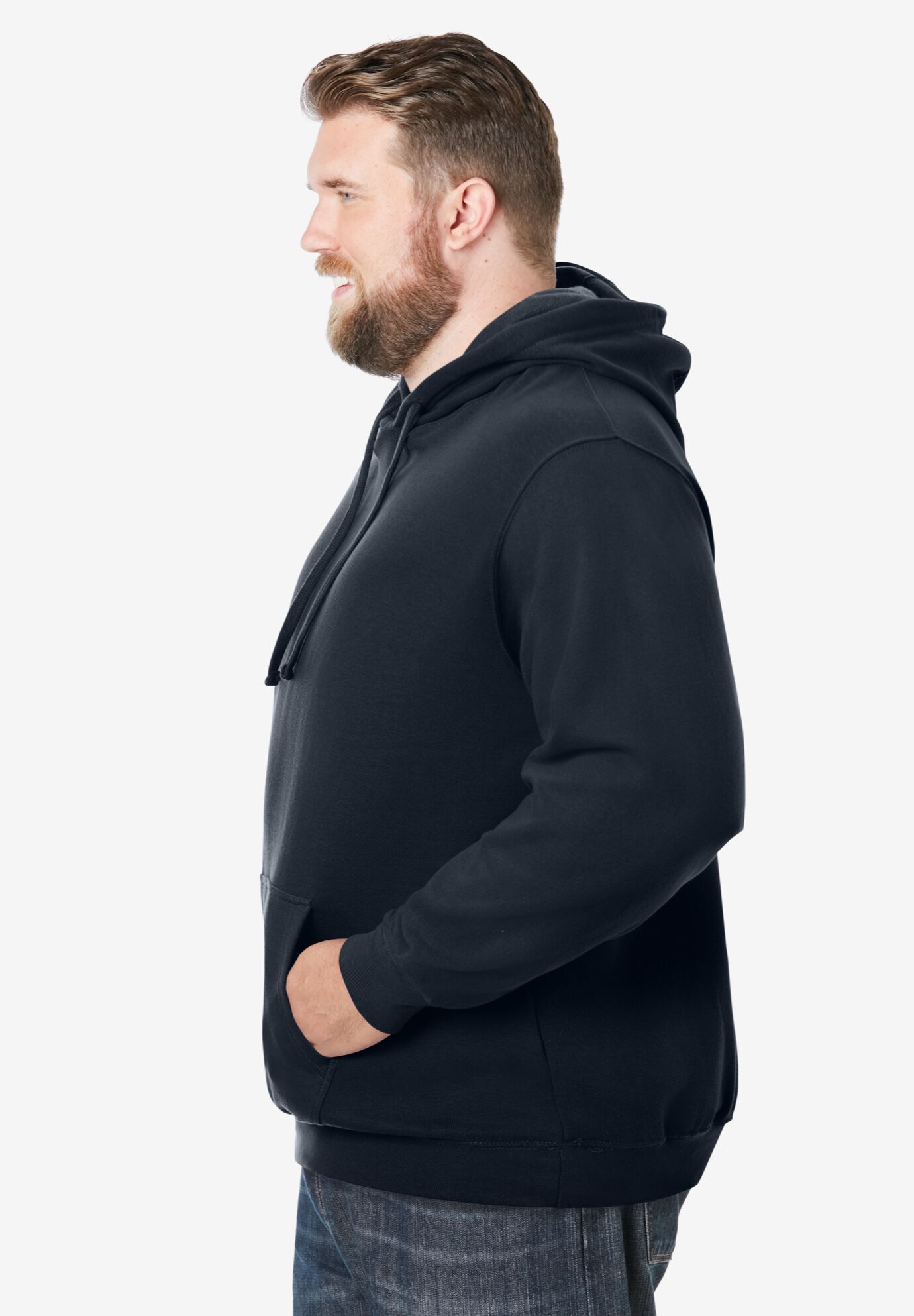 Big Tall Fleece Pullover Hoodie Black King Size
