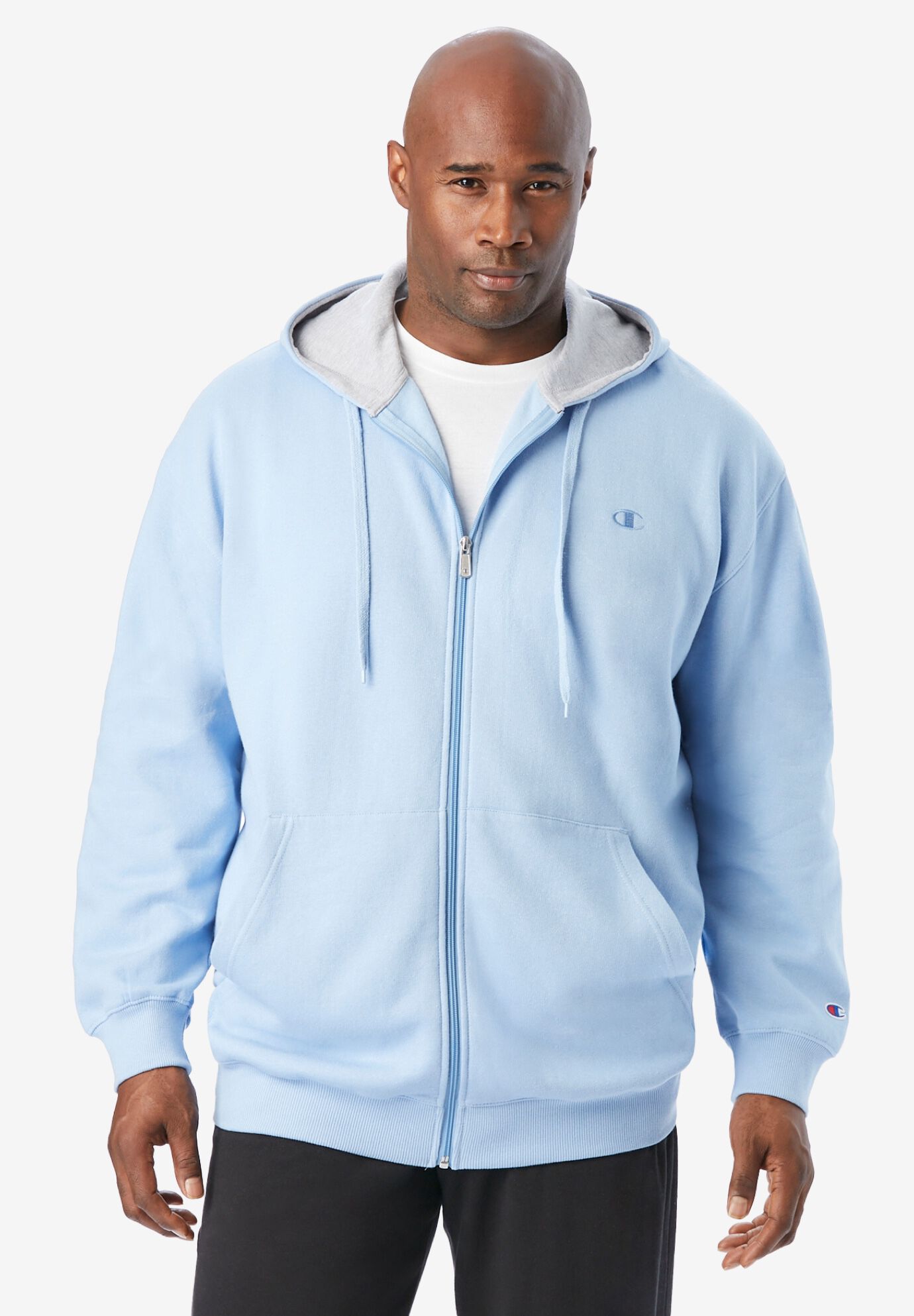 Men s Big Tall Zip Front Hoodie by Champion in Light Blue Size 3XL