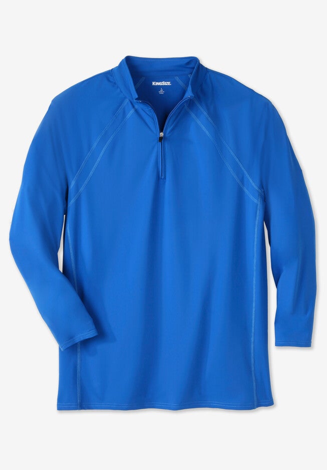 Long Sleeve 1/4 Zip Mock Neck Swim Top, ROYAL BLUE, hi-res image number null