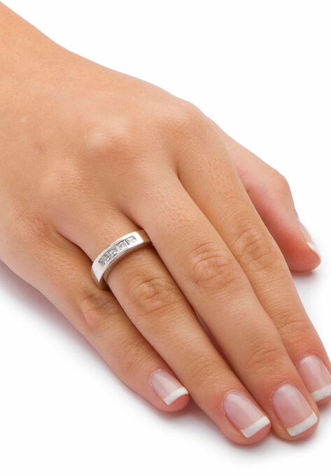 Platinum Over Sterling Silver Cubic Zirconia Wedding Ring, , alternate image number null