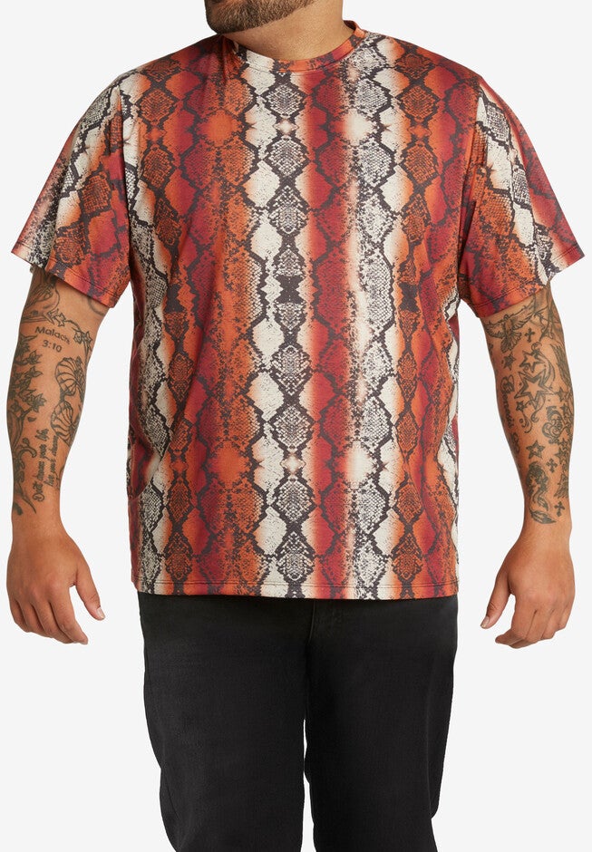 MVP Collections® Snake Print Crewneck Tee, MERLOT PYTHON, hi-res image number null