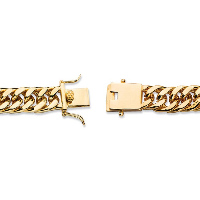 Men's Genuine Onyx and Diamond Accent Gold-Plated Curb-Link Bracelet 8 inches, BLACK, on-hover image number null