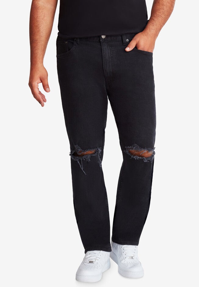 MVP Collections® Slit Knee Straight Leg Jeans, , alternate image number null