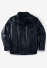 Leather Bomber Jacket, BLACK, hi-res image number null