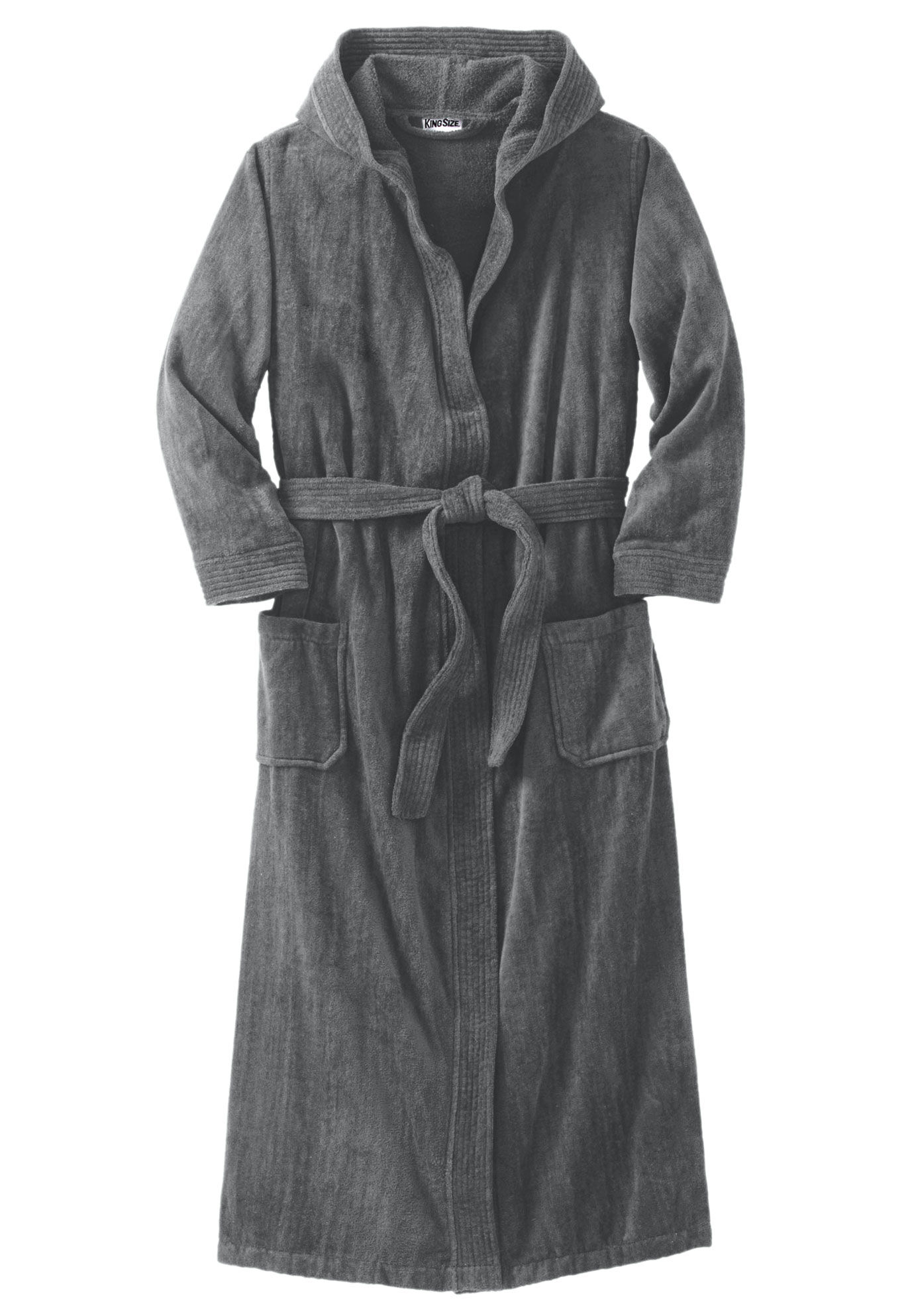 Aibrou Mens Robes Big and Tall Plush Long Hood Fleece Bathrobe 
