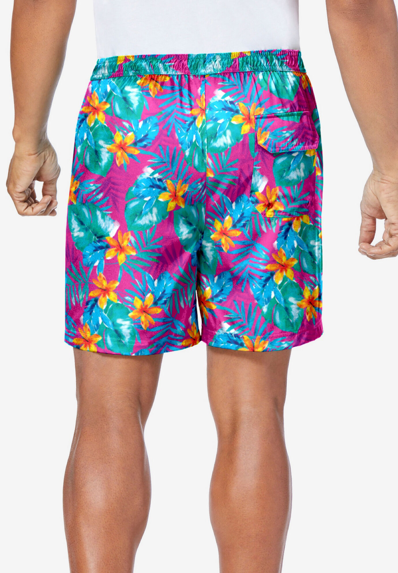 Men's Big & Tall 5 Flex Swim Trunks with Breathable Stretch Liner by Meekos in Hula Palm (Size 4XL)
