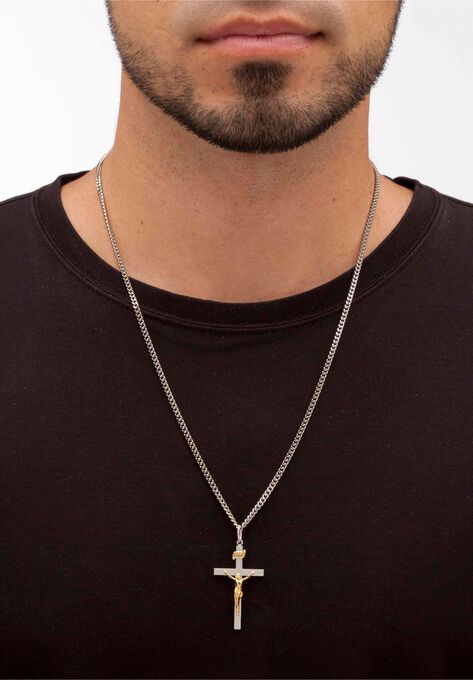 Sterling Silver Crucifix Cross Pendant with 24" Chain, , alternate image number null