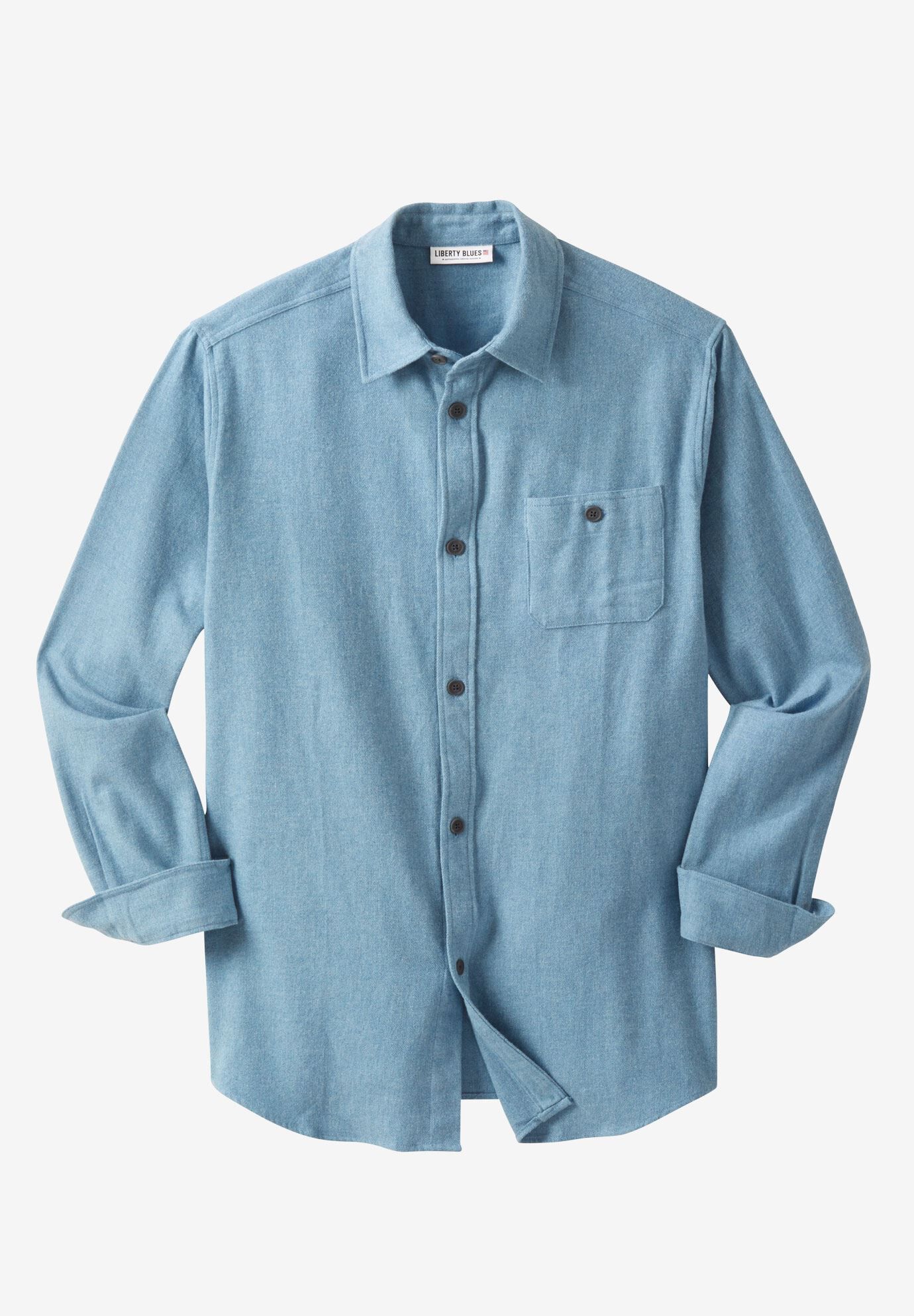 Shoreman&#39;s Chamois Shirt by Liberty Blues®, HEATHER ASH BLUE, hi-res image number 0