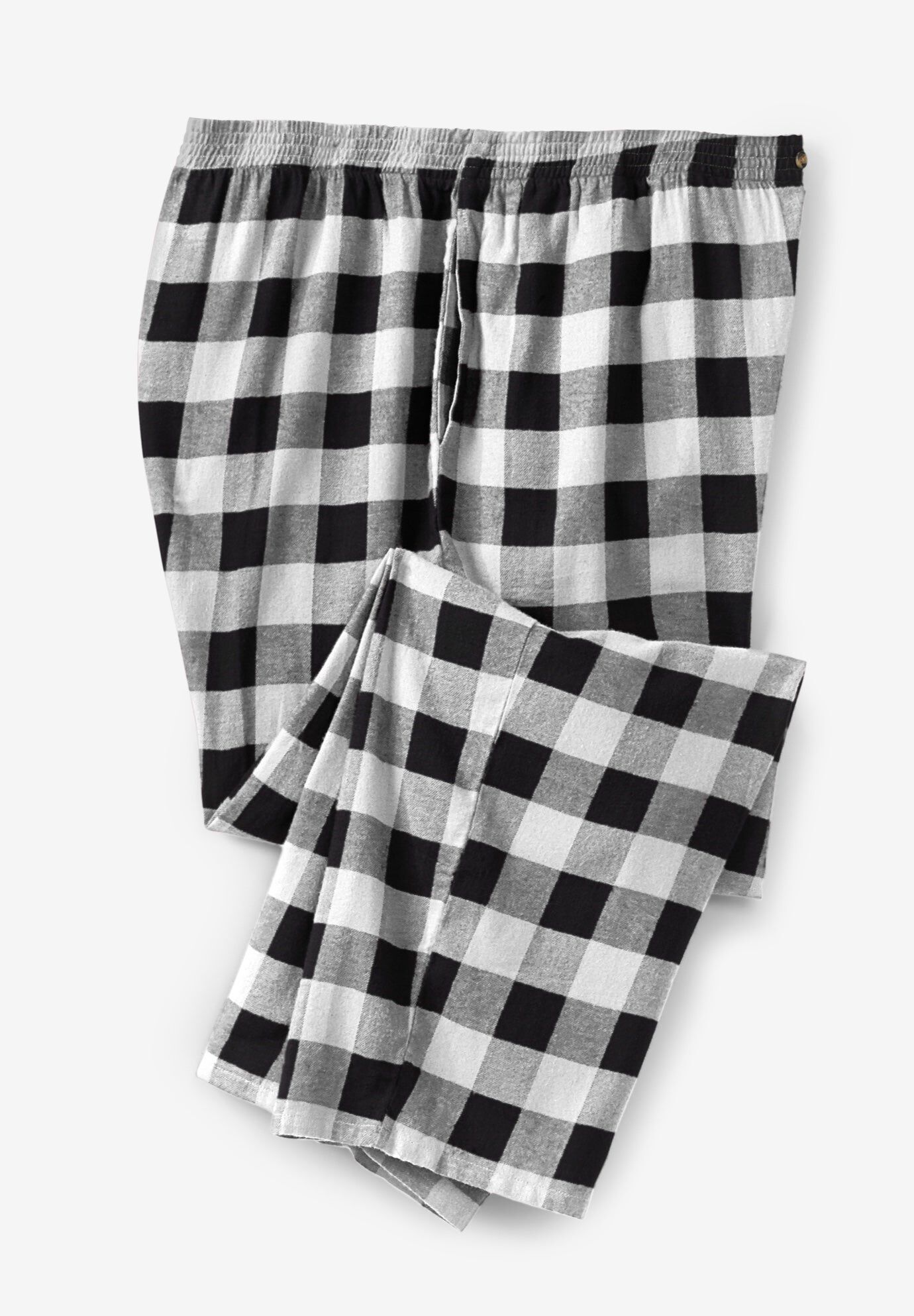 Flannel Plaid Pajama Pants, BLACK WHITE BUFFALO CHECK