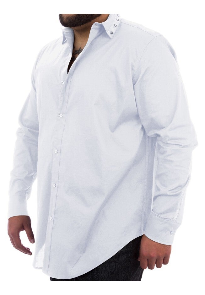 MVP Collections® Spike Collar Button-Down Shirt, CRYSTAL WHITE, hi-res image number 0