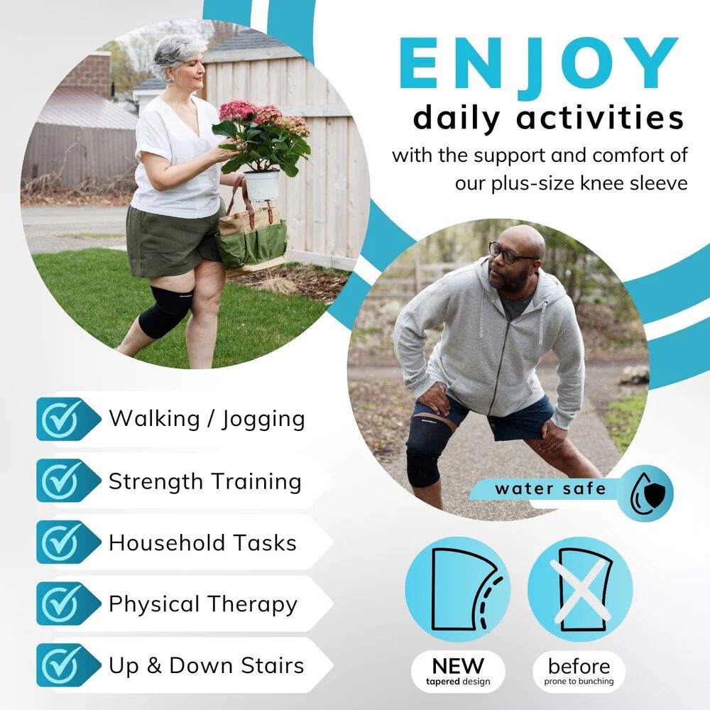 Plus Size Neoprene Knee Compression Sleeve, BLACK, alternate image number 3