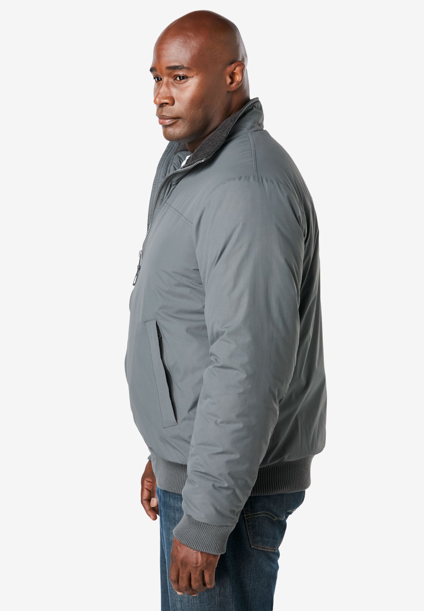 Fleece Lined Water Resistant Bomber Jacket Carbon King Size
