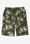 Hibiscus Print 8" Swim Trunks, OLIVE GREEN, hi-res image number null