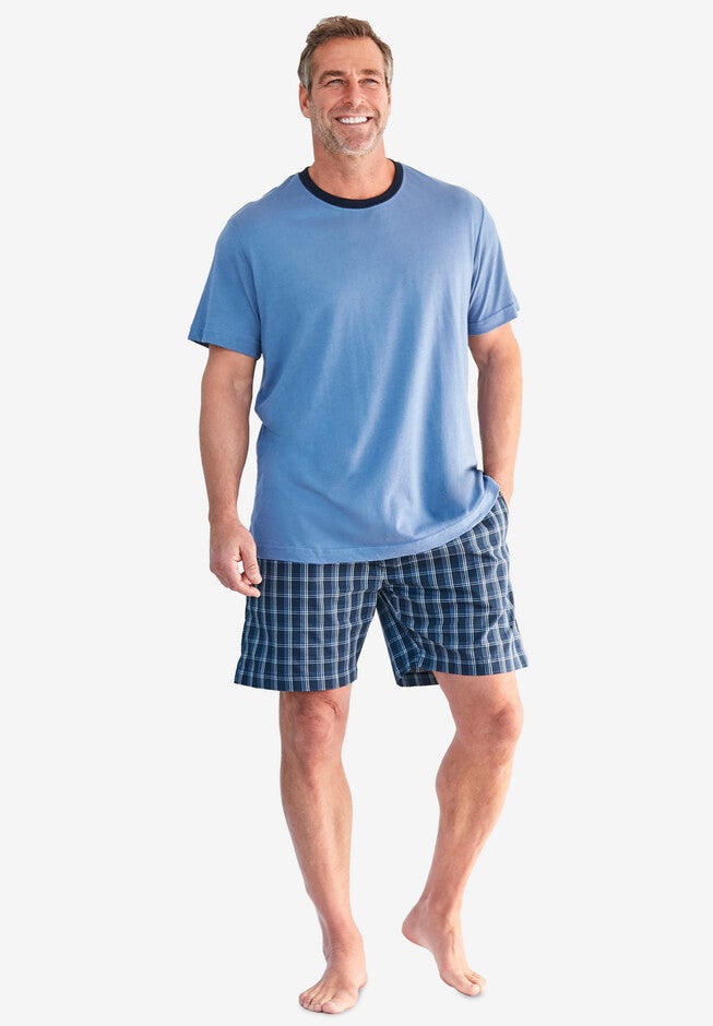 Hanes® PJ Shorts Set, BLUE PLAID, hi-res image number null