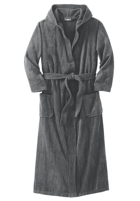 Terry Velour Hooded Maxi Robe Big And Tallrobes King Size
