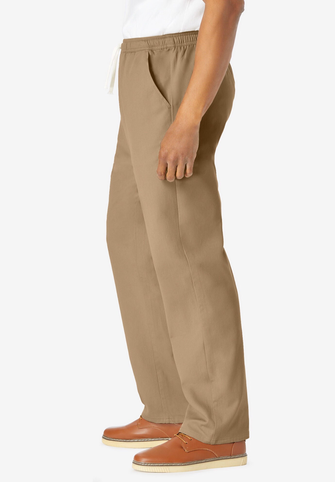 Full Elastic Waist Plain Front Pants, , alternate image number 2