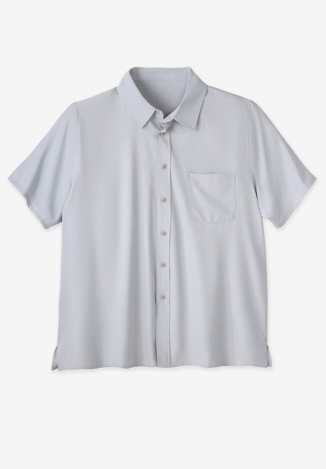 Short Sleeve Performance Button Down Shirt, ASH GREY, hi-res image number null
